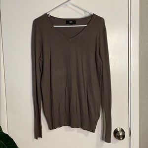 V-Neck Olive Green/Grey Sweater